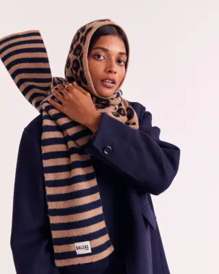 Cagoule Gigi rayure bleu et léopard