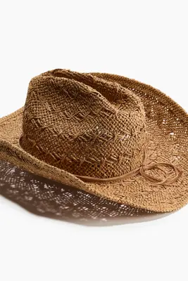 Chapeau de cow-boy en paille - Beige