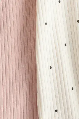 Lot de 2 pyjamas volantés en coton - Rose clair/pois