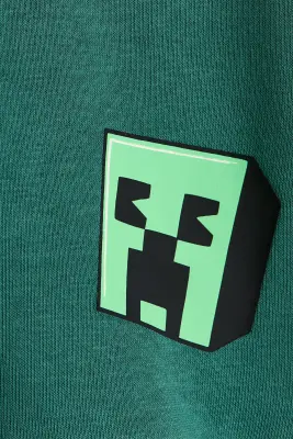 Sweat imprimé à l'intérieur brossé - Vert foncé/Minecraft