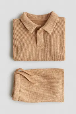 Ensemble 2 pièces en jersey texturé - Beige