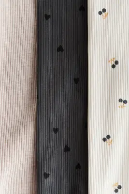 Lot de 3 leggings en coton - Beige clair/cerises