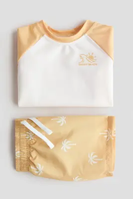 2-piece swim set - Jaune clair/palmiers
