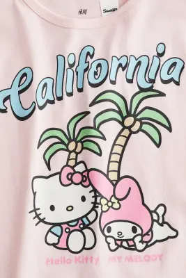 T-shirt imprimé en coton - Rose clair/Hello Kitty