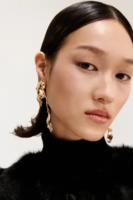 Boucles d'oreilles pendantes - Doré