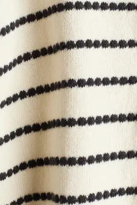 Gilet en maille de coton texturée - Crème/rayé