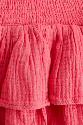 Jupe à étages en mousseline - Rose flamboyant