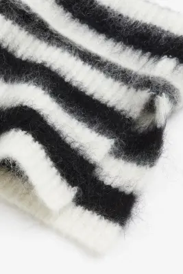 Tour de cou en mohair mélangé - Crème/rayures noires