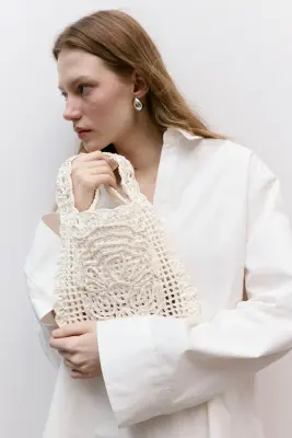 Pochette en paille - Blanc