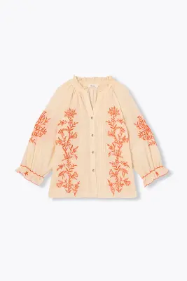 Blouse à broderies fluo Femme