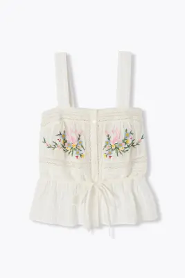 Top en cotonnade brodée Femme