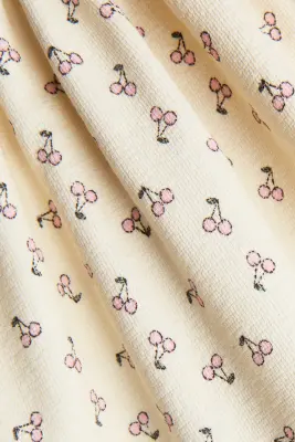 Robe volantée en coton - Crème/cerises