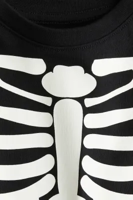 T-shirt en coton avec motif - Noir/squelette