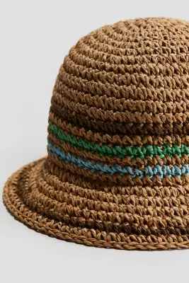 Chapeau de paille façon crochet - Marron