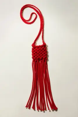 Sac filet crossbody à franges - Rouge