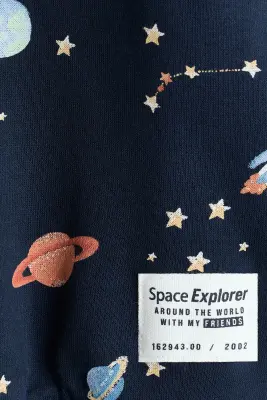 Sweat imprimé - Bleu marine/espace