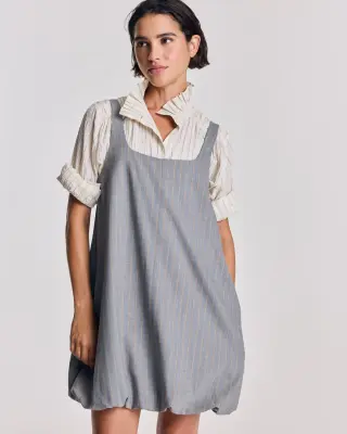 Robe Coralie rayures gris et beige