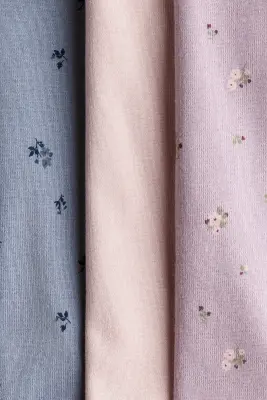 Lot de 3 bodies à encolure américaine en coton - Violet clair/fleuri