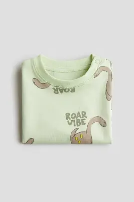 T-shirt en coton imprimé - Vert clair/Roar Vibe