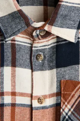 Chemise en flanelle de coton - Marron/carreaux