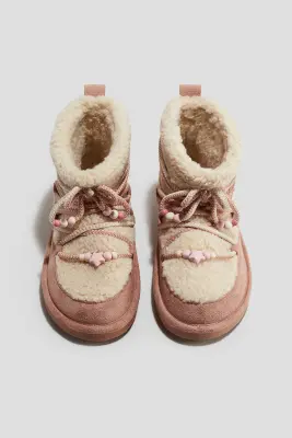 Bottines chaudement doublées - Rose ancien/beige