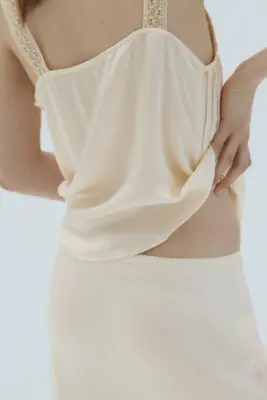 Slip skirt en viscose mélangée - Beige clair