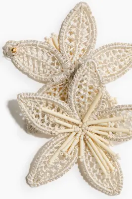Boucles d'oreilles façon crochet - Crème