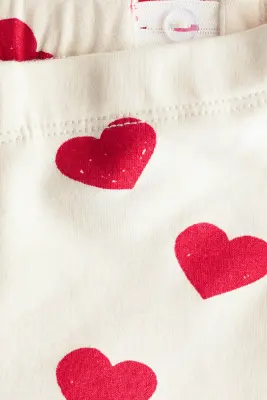 Legging à l'intérieur brossé - Crème/cœurs