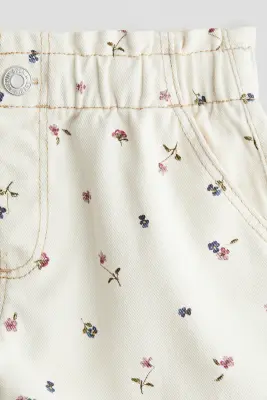 Short en twill de coton imprimé - Blanc/fleuri