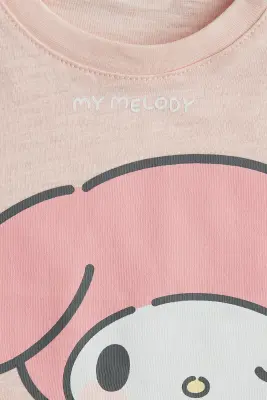 T-shirt en coton avec motif imprimé - Rose pêche clair/My Melody
