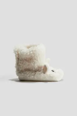 Chaussons duveteux à semelle souple - Blanc/moutons