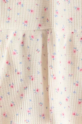 Robe imprimée en coton - Beige clair/fleuri