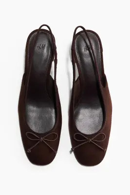 Escarpins à bride arrière avec talon bloc - Marron foncé