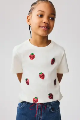 T-shirt avec motifs - Blanc/fraises