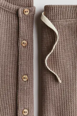 Ensemble 2 pièces en coton gaufré - Beige foncé