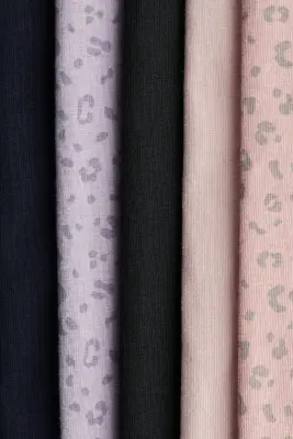 Lot de 5 leggings en jersey - Rose clair/imprimé léopard