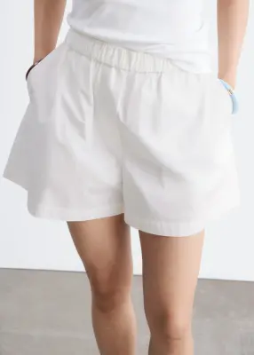 Short taille haute en coton - Blanc