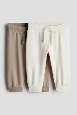 Lot de 2 pantalons jogger - Beige foncé/écru chiné