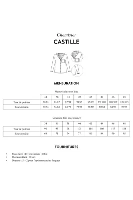 Patron PDF chemisier CASTILLE