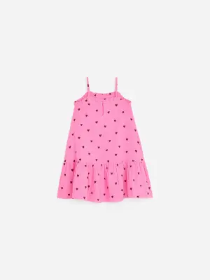 Robe en mousseline de coton - Rose/Marron