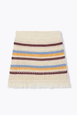 Jupe courte frangée en crochet