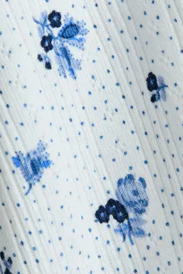 T-shirt en jersey pointelle à motif - Blanc/fleuri