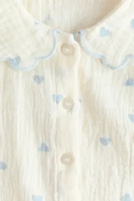 Blouse en mousseline de coton - Crème/cœurs
