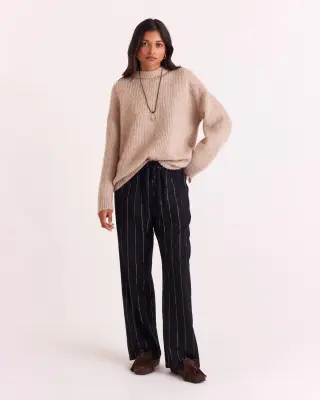 Pantalon Liseanne rayures marine et argent