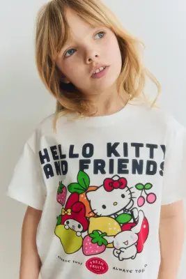 Ensemble imprimé 2 pièces en coton - Blanc/Hello Kitty