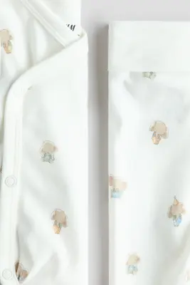 Ensemble 2 pièces body et legging - Blanc/éléphants