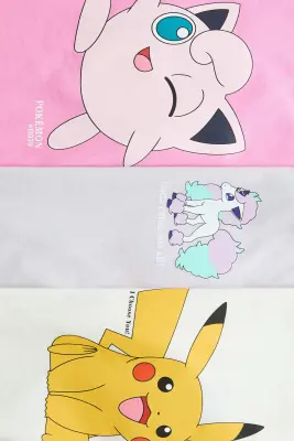 Lot de 3 tops en jersey - Blanc/Pokémon