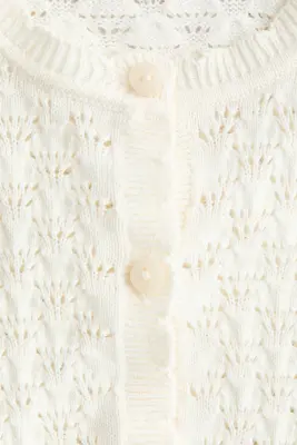 Gilet en pointelle de coton - Crème