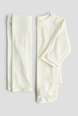 Ensemble 2 pièces en jersey de soie - Crème