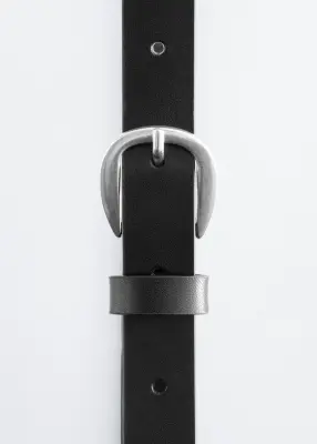 Ceinture fine en cuir - Noir